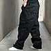 HAORUN Men Plus Size Cargo Trousers Outdoor Dance Pants Loose Baggy Hip Hop Pocket Black