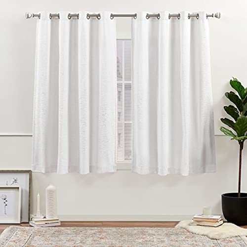 Nicole Miller New York Sawyer Cotton Blend Grommet Top Light Filtering Curtain Panels, 52"X63", White, Set Of 2 #TOP7