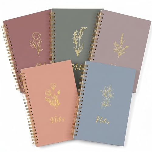 Carnet à spirales A5 ligné Gueevin pour l'école et le bureau - Lot de 5 cahiers pastel