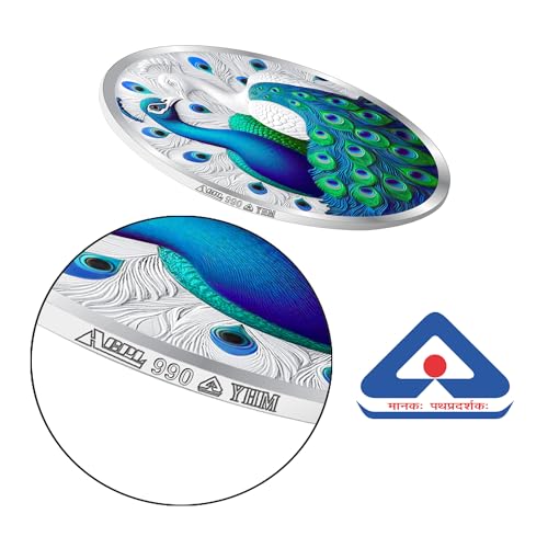 Image of Precious Moments Peacock Rangoli Silver Coin 10 Gram | 20 Gram | 50 Gram | 100 Gram BIS Hallmarked 999 Purity with Gift Box by ACPL