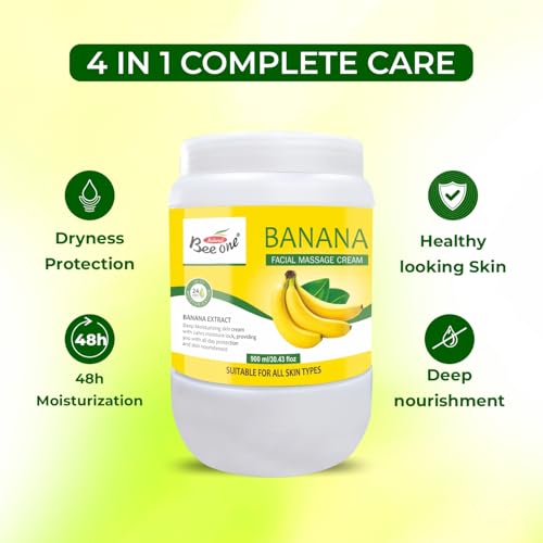 Image of Beeone Banana Massage Cream 900ml | Banana-Enriched Nourishing Massage Cream for Face & Body | 24hr Deep Moisturizing Care, Smooth Glide | Helps Reduce Dryness | All Skin Types