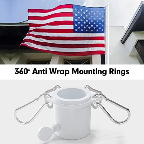 7Ft Flag Pole With American Flag For Outside House And Portable Use, Heavy Duty Flagpole Kit With 3X5 Embroidered Usa Flag, Tangle Free Steel Pole For Flags With Bracket, White Color #TOP4
