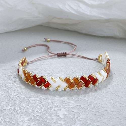 Image of KELITCH Colorful Tila Beaded Bracelets Women Strand Friendship Bracelet Handmade New Link Cuff Bracelets