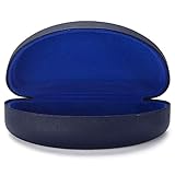 AV Extra Large Protective Hard Carrying Case for Oversized Sunglasses Eyeglasses and Reading Glasses with Microfiber Cleaning Cloth - Navy Blue