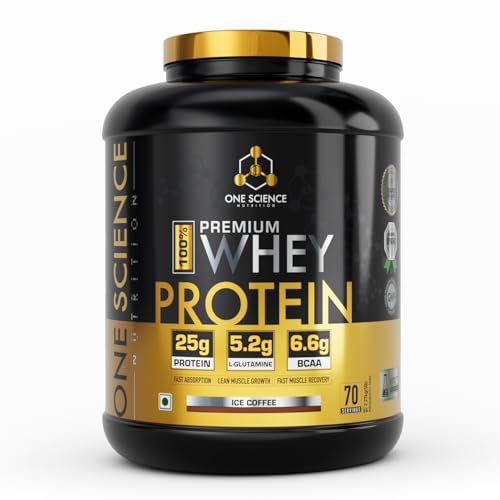 Image of One Science Nutrition Whey Protein Combo | 25g Protein, BCAA, Glutamine | Strength, Energy & Muscle Recovery | Free 150g Creatine | Ice Coffee Flavour, 2.27 kg