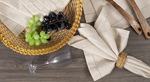 Flax Linen Cotton Cloth Dinner Napkin 20"X20" With Holes Natural,Wedding Napkins,Cotton Napkins Mitered Corners,Machine Washable Dinner Napkins,Linen Napkins Set Of 12|Table Napkins,Boho Cloth Napkin #TOP4