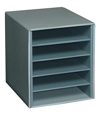 Trieur horizontal en carton Fast 5 compartiments solides coloris gris