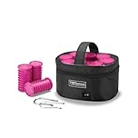 TRESemmé 32mm Heated Hair Rollers – Set of 10 Large Hot Rollers for Volume & Curls, Dual Voltage Travel Set with Carry Case, Fast Heat Up to 125°C, Pink/Black, 3039U