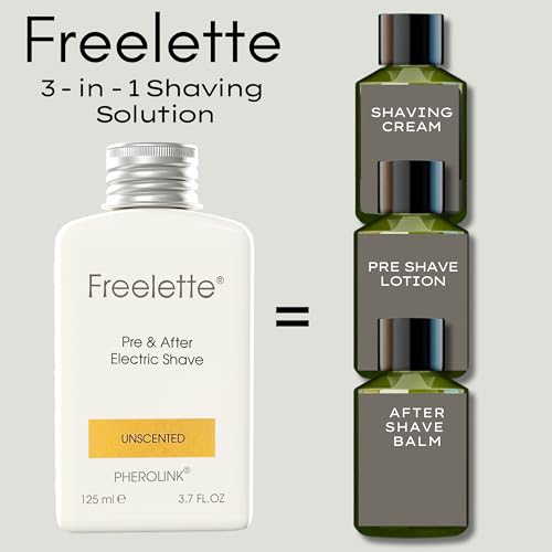 Image of Pre Electric Shave After Shave Lotion Cream - Best For Close Shave - Smooth Irritation Free Shaving - Shooting and Moisturising Balm Freelette. Pherolink. 3.76 Ounce. UNSCENTED