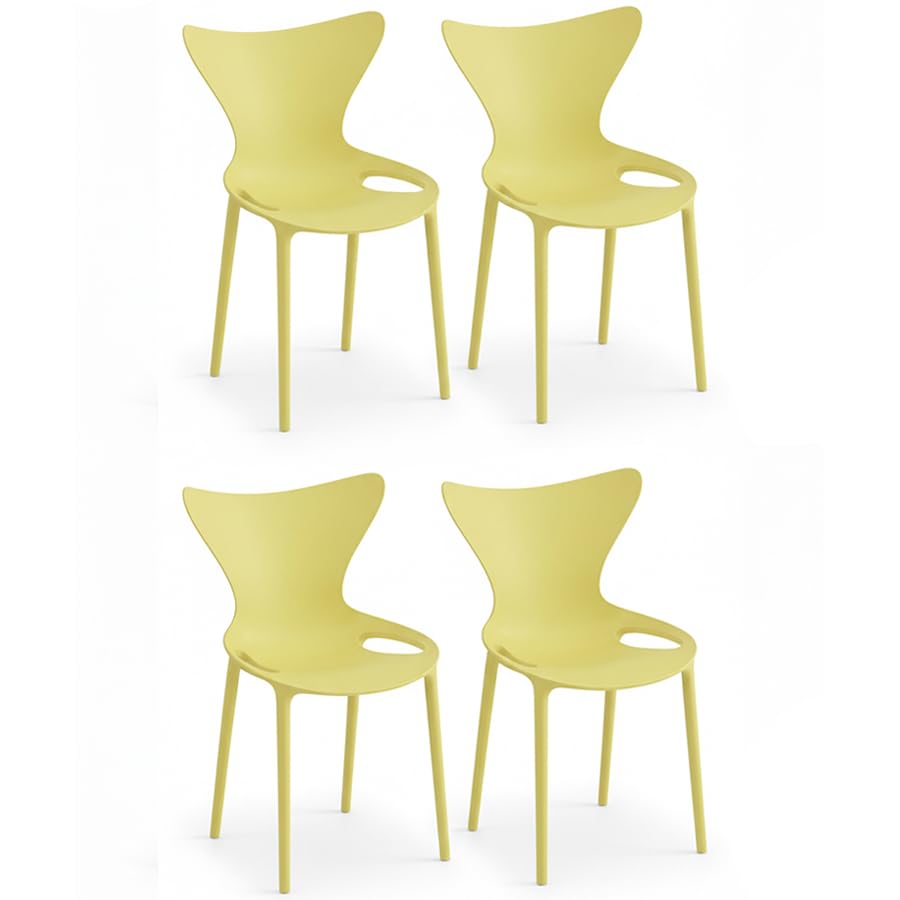 Display Guru Set Of 4 Modern Style indoor outdoor Modern Retro Dining Garden Stackable Chairs (Yellow) โ image 1
