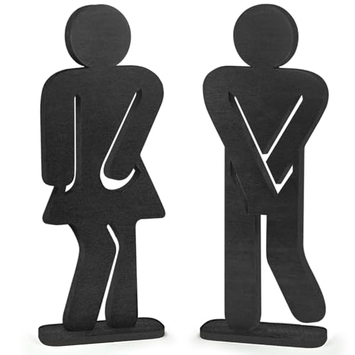 RCHBUDI of Bathroom Shelf Decoration Signs Simple Gender Distinction Wooden Toilet Decorations Farmhouse Decor 2PCS