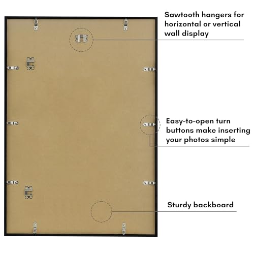 Image of Americanflat 20x28 Picture Frame with Polished Plexiglass - Streamline Collection - Thin Border Picture Frame for Wall Display - Hanging Hardware Included - Black