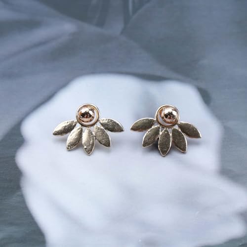 Allereyae EH-A73 Vintage Lotus Ear Jacket Earrings Gold Lotus Jacket Earrings Lotus Ear Climber Earrings Front Back Earrings Jewelry thumb #4