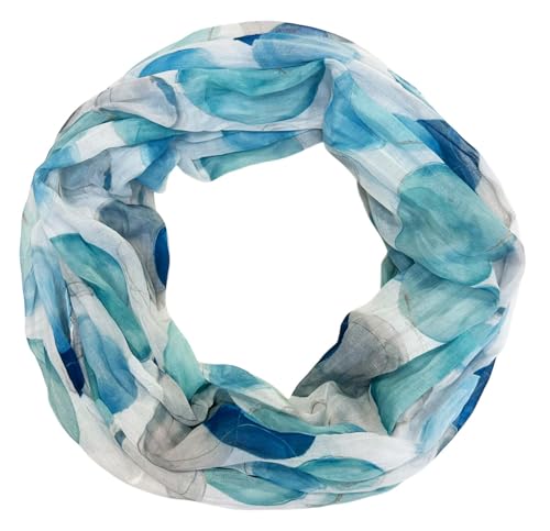 Jeamis Kreis Seide Loop Farbverlauf Frühling Rundschal Rainbow Unisex Sommer Leicht Schal Stola Dots (Kreis25B Blau)