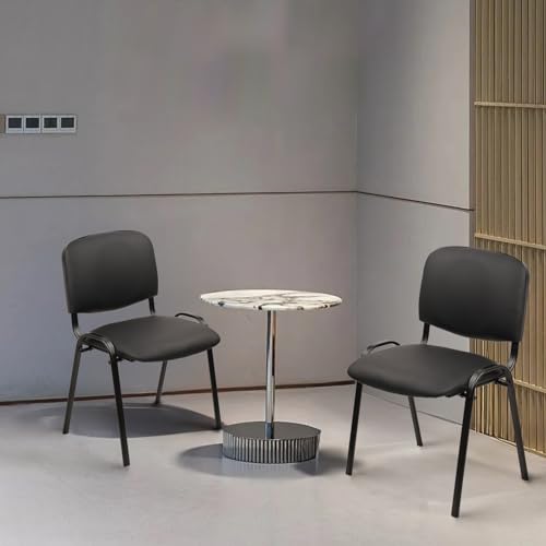 Image of CLATINA Stacking Waiting Room Chairs, PU Leather Armless Office Guest Chair with Metal Frames, Stackable Conference Room Chairs No Wheels for Reception Lobby Side Meeting Training School, Black