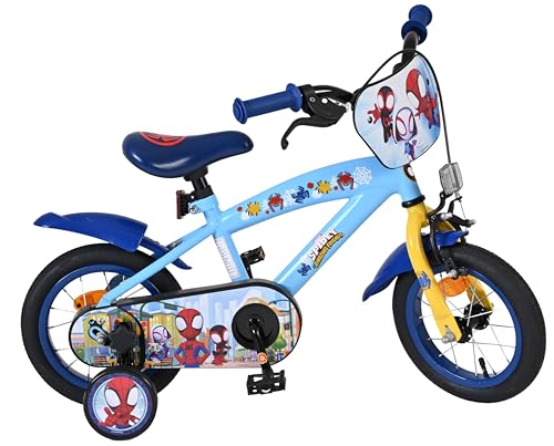 Volare Marvel Spidey & Friends Kinderfahrrad 12 | 3–5 Jahre | Hand- & Rücktrittbremse, abnehmbare Stützräder & Reflektoren | Verstellbarer Sattel | Geschenk für Mädchen & Jungen