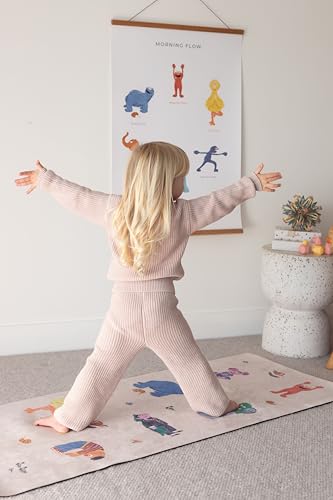 Mindful and Co Kids Sesame Street Yoga Mat for Kids Printed Lightweight Children's Yoga Mat, 100% Recycled Rubber with Non-Slip Suede for Toddler Preschool & Elementary