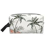 Photo Gallery hvttior borsa da viaggio con cerniera con stampa di palme tropicali, per trucchi e prodotti quotidiani, grande capacità, colore bianco, taglia unica Photo Gallery hvttior borsa da viaggio con cerniera con stampa di palme tropicali, per trucchi e prodotti quotidiani, grande capacità, colore bianco, taglia unica