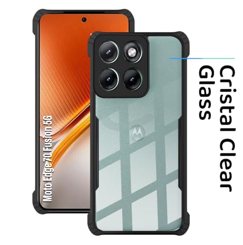 Image of Polycarbonate Crystal Clear Back Cover for Motorola Moto Edge 70 Fusion 5G | 360 Degree Protection | Shock Proof Design | Transparent Back Cover for Moto Edge 70 Fusion 5G - Black Bumper