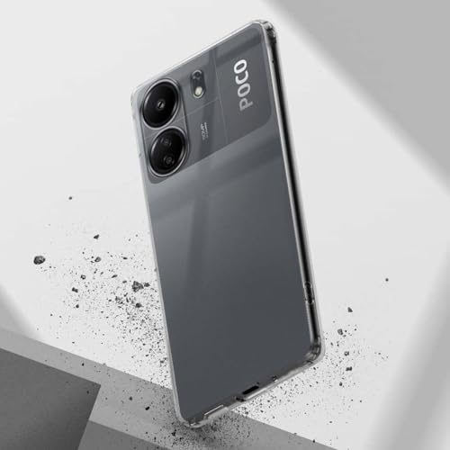 Image of Fashionury Shockproof Back Case Cover for Poco C65 | Raised Bumps for Camera & Screen Protection | Ultra Clear Soft Silicone Back Cover Case for Poco C65