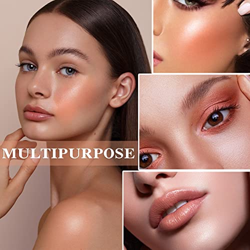 Cream Blush Stick With Brush,Waterproof Multi Cream Blush Stick Makeup,Lightweight,Long-Lasting,Easy To Use,2 In 1 Multi Stick Blush For Cheeks & Lip Tint & Eyeshadow Makeup,Suitable For All Skin(#03 Coral Orange) #TOP3