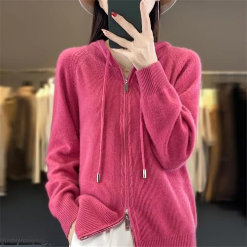 Women Hooded Cashmere Sweater Cardigan Loose Casual Zipper Cashmere Sweater Coat2
