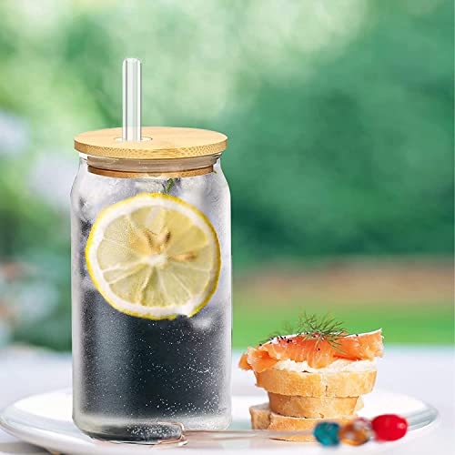 Lmhejing 6 Pieces 20Oz Beer Glass With Lids And Straw, 20Oz Glass Cups Glass Cups Beer Cute Tumbler Cup, Ideal For Whiskey, Soda, Tea, Water #TOP2