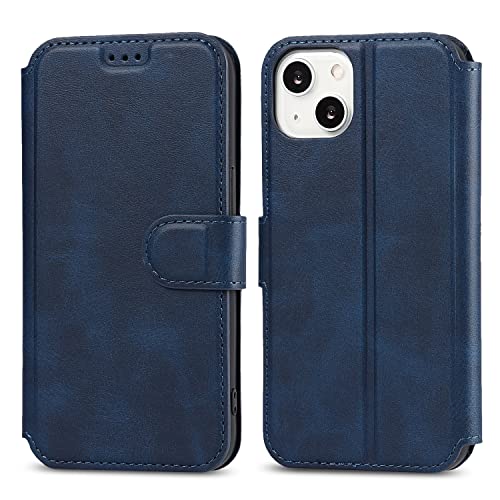 Étui pour iPhone 13 coque rabat bleu pour éviter les rayures d'écran dans le sac