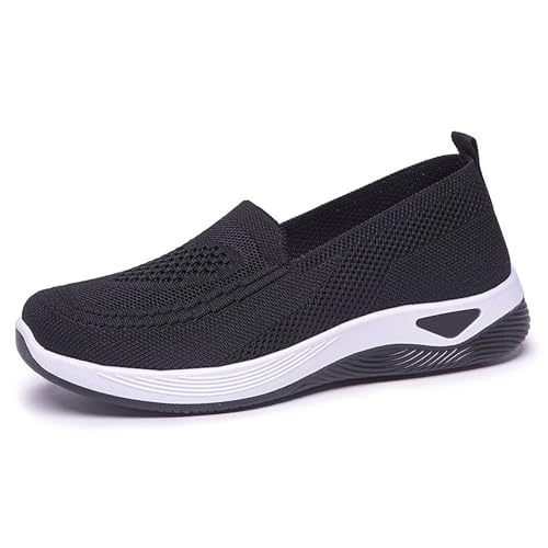 Zapatillas Mujer Verano Zapatillas Ortopedicas Mujer Zapatos para Caminar Ortopedicos con Malla Calzado Verano Casual Ligero Transpirable Zapatos Modas ParaSenderismo Negro 1 40