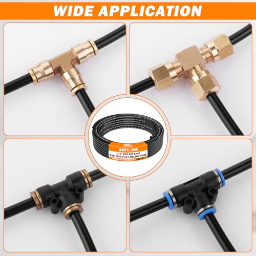 Image of CheeMuii 30 FT 1 /4 DOT Air Line 1 /4 inch PA12 Nylon Pneumatic Tubing 9.1 Meter 1 /4 Inch OD Pneumatic Air Tubing Pipe Hose Line for Semi Truck Trailer or Industrial Air System