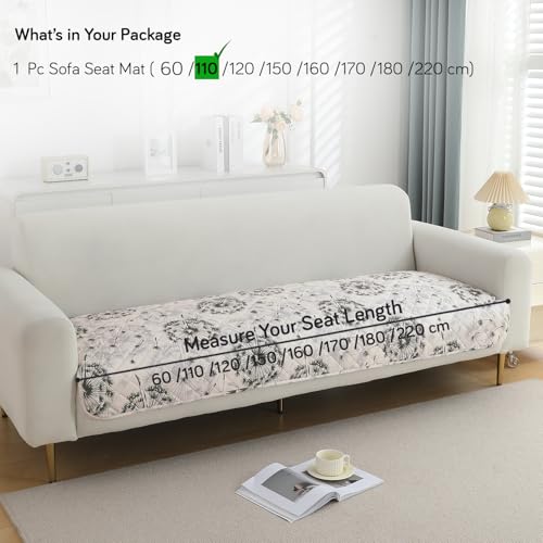 Image of HOKIPO Printed Waterproof + Anti-Slip + Quick Dry Sofa Seat Mats, Dandelion Anchor Grey - Length 110cm (AR-5230-P6)
