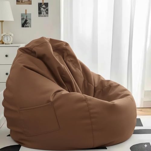 Image of 4XL Leatherette Bean Bag Chair with Footrest & Cushion with Beans Filled (Ready to Use) Color- (Tan, Bean Bag Only)