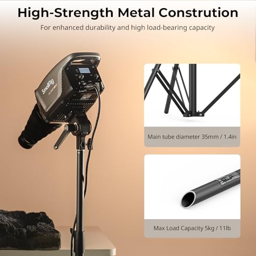 Image of SmallRig LA-S28 Light Stand for Photography, 9.2ft / 280cm / 110 inch Spring Cushioned Lighting Stand, Max Load 5kg / 11lbs, Compact Lightstand for Reflector, Ring Light, Softbox and COB Light