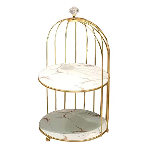 NC Desktop Perfume Organizer Cake Cupcakes Serving Holder Makeup Jewelry Rings Display Stand Bathroom Living Room Storage Rack Shelf - White 2 Tier