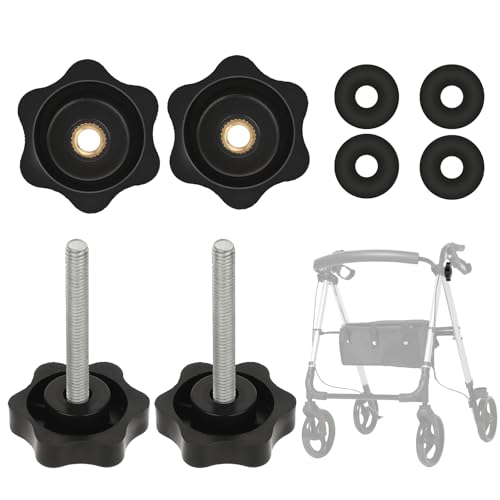 2 Set Drive Walker Arm Adjustment Knobs Rollators Walker Replacement Hand Grip Replacement Parts M6 T Track Bolts Adjustable Rollator Walkers Handle Grips Screw