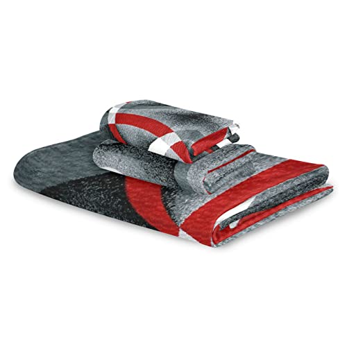 Zomoy 3 Piece Bath Towels Set Include 1 Bath Towel,1 Hand Towel,1 Washcloth Gray Black Red White Swirls Bathroom Luxury Decor Soft Towel Sets For Hotel Swim Gym Yoga Beach Towels, One Size #TOP7
