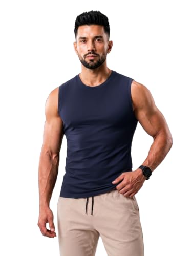 Image of CHKOKKO Gym Sleeveless T Shirt for Men Workout Compression Tanktop Sando Cut Sleeves Tees Gym Vest for Man Athletic Dry Fit for Sports Fitness & Exercise