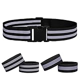 EONAZE Pulsera reflectante, de alta visibilidad, banda reflectante, 1 cinturón de seguridad, 4 pulseras reflectoras para bicicleta, juego de seguridad