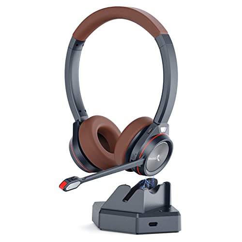 MAIRDI Wireless Headset with Microphone for PC, 40H Playtime, 5.2 Bluetooth Headset Boom Mic Noise Canceling for Office Work Telephone Call Center Microsoft Teams Zoom Skype Conference