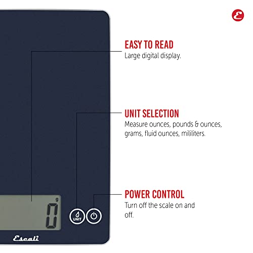 Escali 157BM Arti Glass Digital Kitchen Scale, Plastic, Blue Mirage, 9" x 6.5" x .75" - Image 3