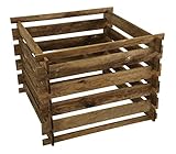 Gartenwelt Riegelsberger Holzkomposter 90x90xH70 cm Kiefer braun kesseldruckimprägniert mit Holz-Stecksystem Komposter Komposte Steckkomposter Kompostsilo