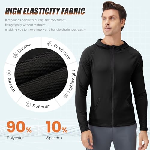 Tesuwel Jaqueta atlética masculina para corrida, treino, caminhada, zíper completo, proteção solar,