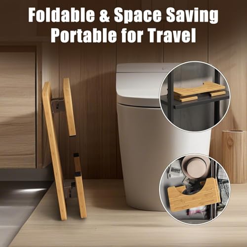 Bambus Toilettenhocker, Faltbar Badezimmerhocker, Holzfarbe Klohocker, Ergonomischer WC-Hocker für Verbesserten Stuhlgang, Lindert Verstopfung und Blähungen