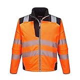 Poches latérales zippées Portwest T402OBRL Vision Veste Softshell haute visibilité Orange/Noir Taille L
