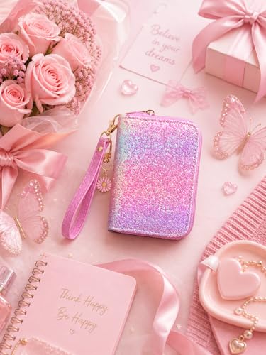 Image of AACKS Flower Wallets with Strap Little Girls Flower Coin Pouch Small Cute Wallet for Teen Girls with Coin Pocket Cherry Fruit Wallet