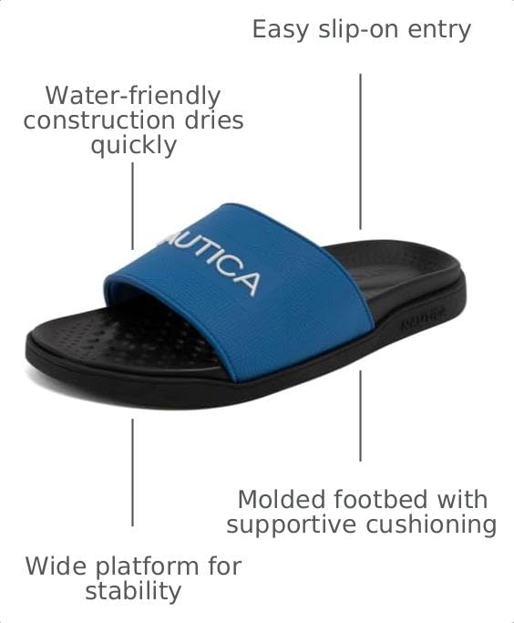 Image of Nautica Men's Athletic Cushioned Casual Slip On Shower Pool Beach Slide Sandals