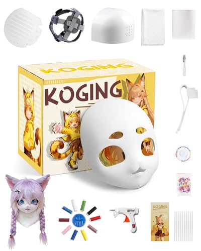KoGing Kig Head Fursuit Head Material Package Kit, Fursuit Mask Material Bag Set Kigurumi Mask Anime Supplies (with Base Skull)