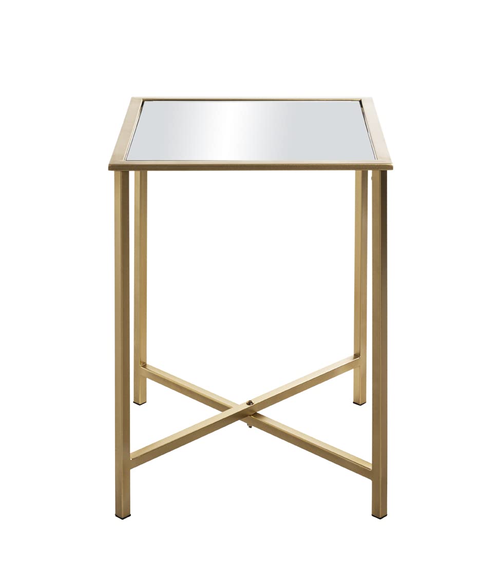 HAKU Möbel Mesa Auxiliar Azul, Dorado, Metal, Espejo - Dim