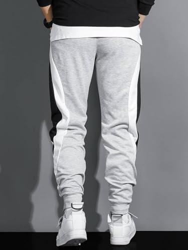 Image of GYRFALCON Men's Regular Fit, Colorblock, Cotton Blend Track Pants