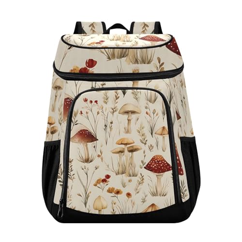 Mushroom Fall Forest Cooler Backpack Cooler Insulated Leak Proof Lunch Backpack 36 Cans Waterproof Soft for Men Women Picnic Hiking Camping Beach